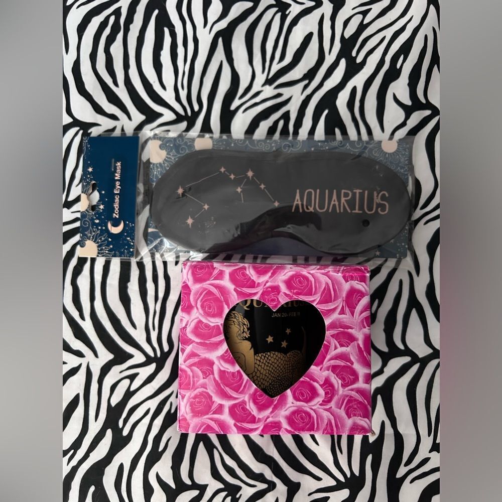 Brand New Aquarius black and gold coffee mug and Aquarius Sleep Mask